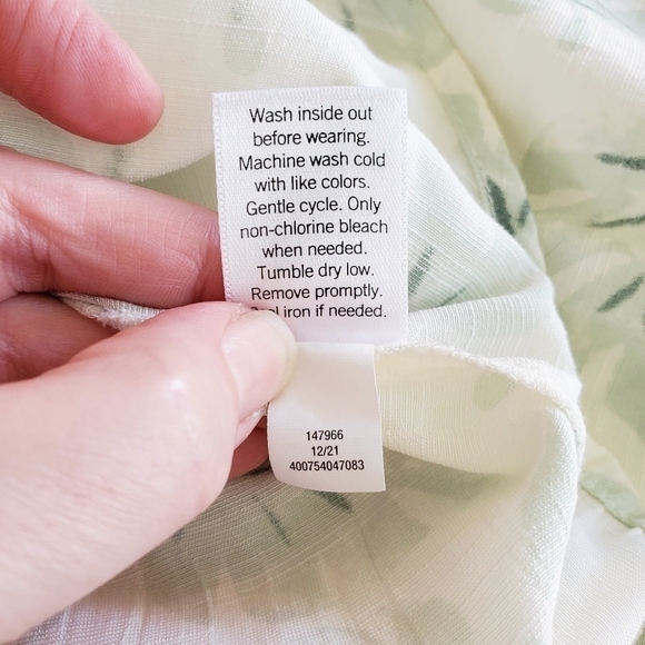 1221 * Lauren Conrad Palm Leaf Button Down Cream Green Size XS - Picture 5 of 8